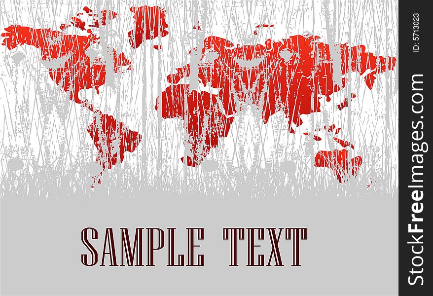 Illustration of sample text and map, red