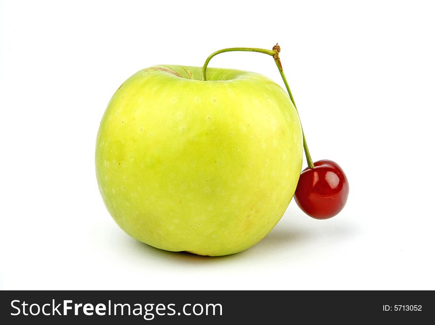 Apple and berry  grow together. Apple and berry  grow together