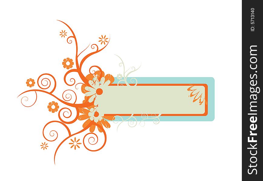 Retro floral banner, elements on separate layers.