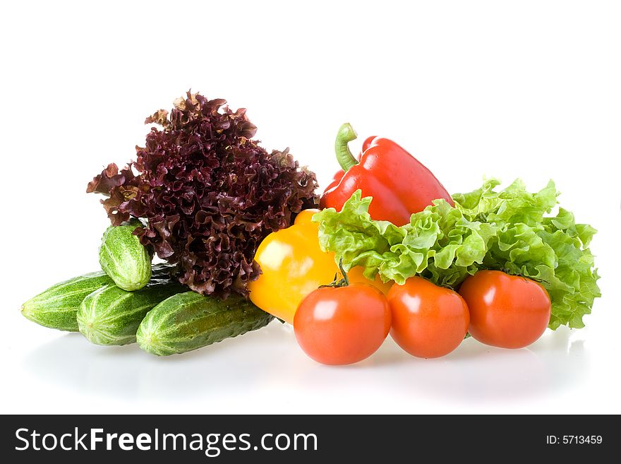 Fresh rav vegetables on a white background. Fresh rav vegetables on a white background