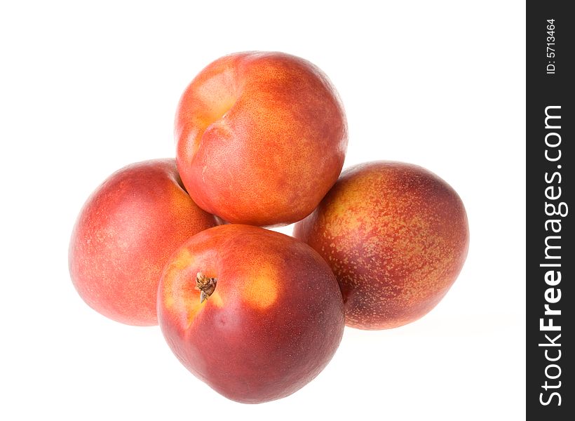 Fresh nectarines isolated on a white background