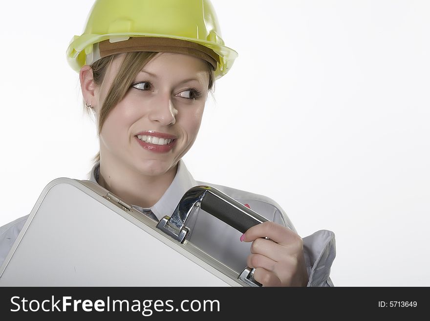 Young beautiful woman with helmet. Young beautiful woman with helmet