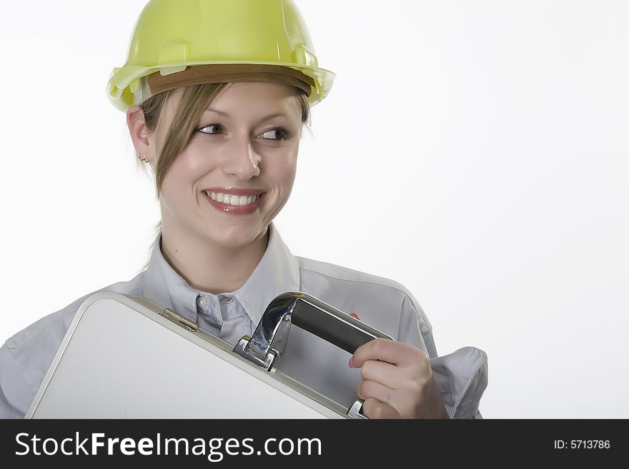 Young beautiful woman with helmet. Young beautiful woman with helmet