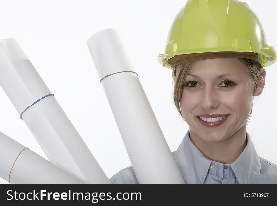 Young beautiful woman with helmet. Young beautiful woman with helmet