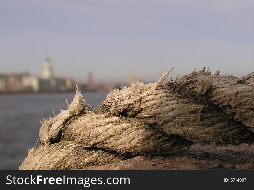 A rope on a city background