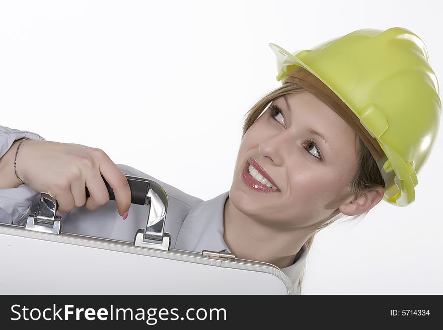 Young beautiful woman with helmet. Young beautiful woman with helmet