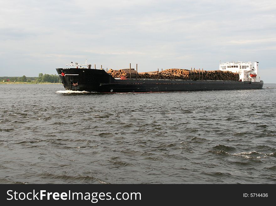 A dry-cargo ship with load. A dry-cargo ship with load