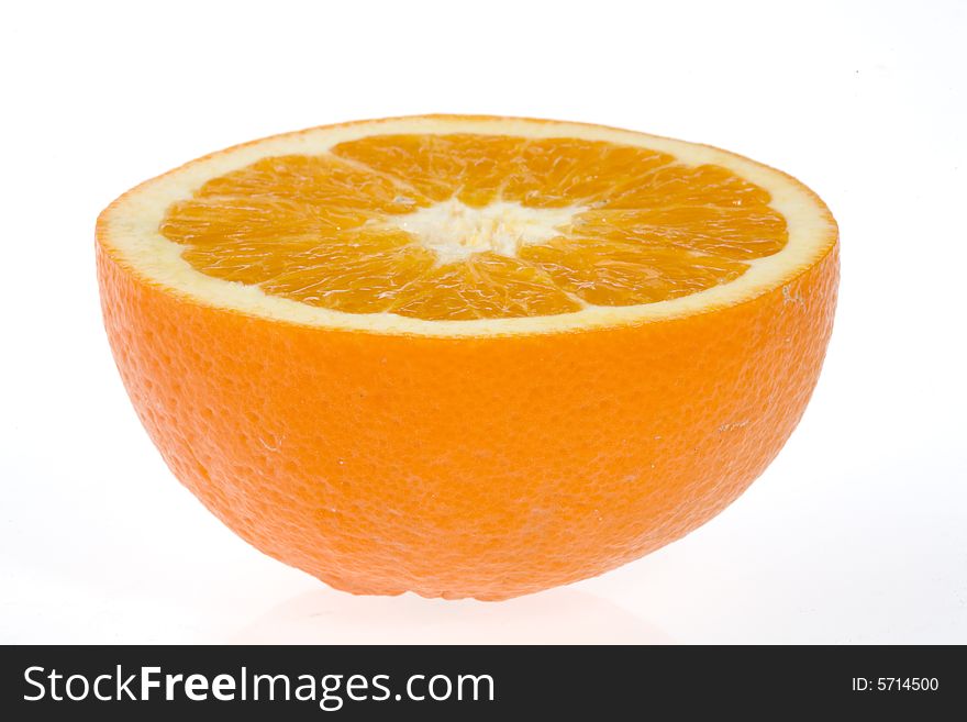 Half Orange on a white background