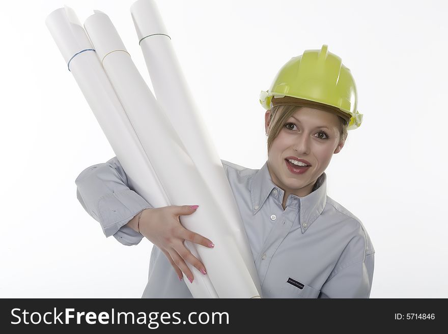 Young beautiful woman with helmet. Young beautiful woman with helmet