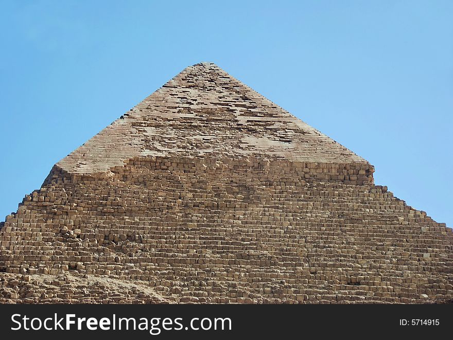 The top of the Chephren pyramid photographed from distance