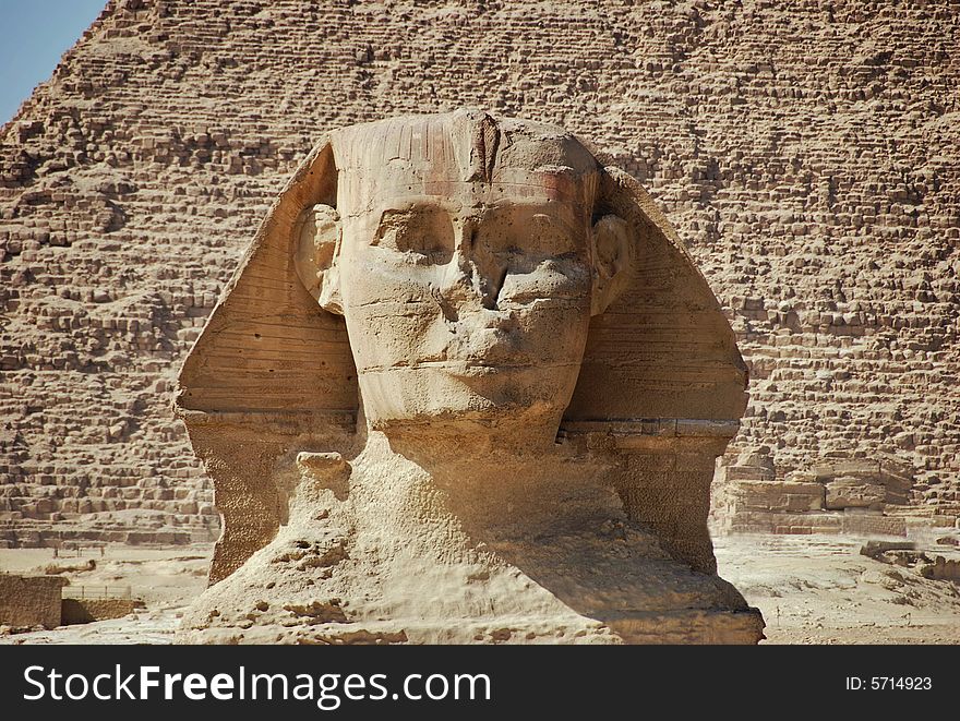 The Sphinx photographed against the Chephren pyramid. Giza, Cairo, Egypt. The Sphinx photographed against the Chephren pyramid. Giza, Cairo, Egypt.