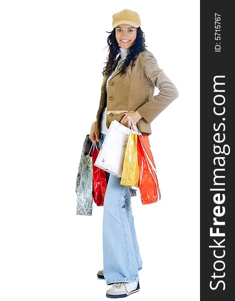 Attractive young lady with shopping bags