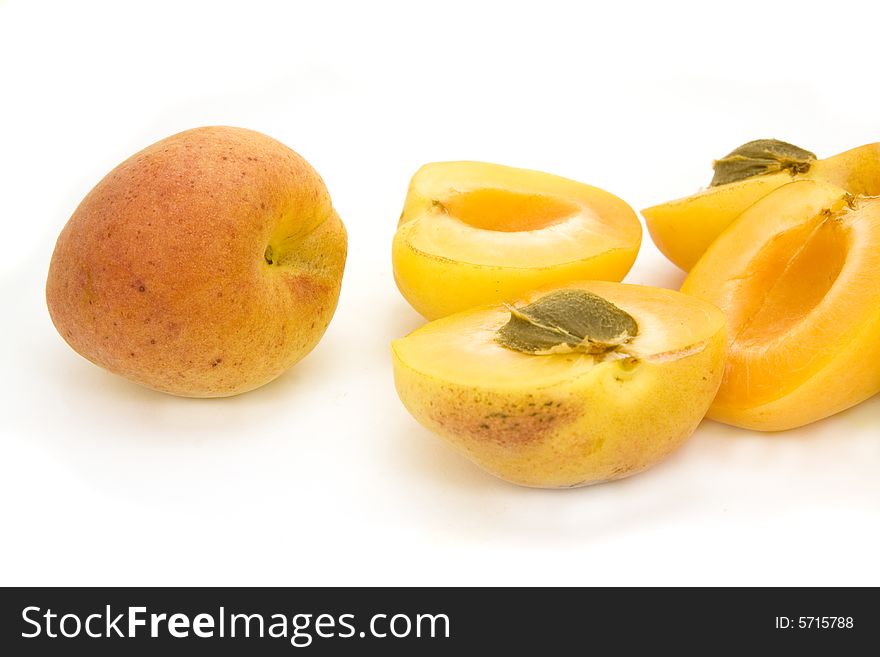 Apricots isolated on white background