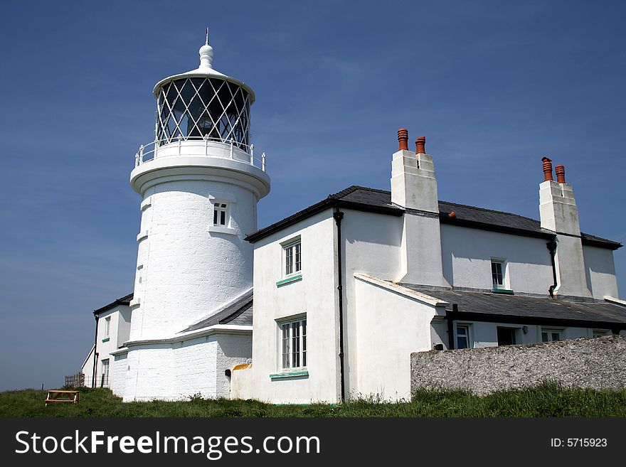 Close up of the Caldey Island Lighthouse
