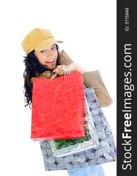 Attractive Young Lady With Shopping Bags