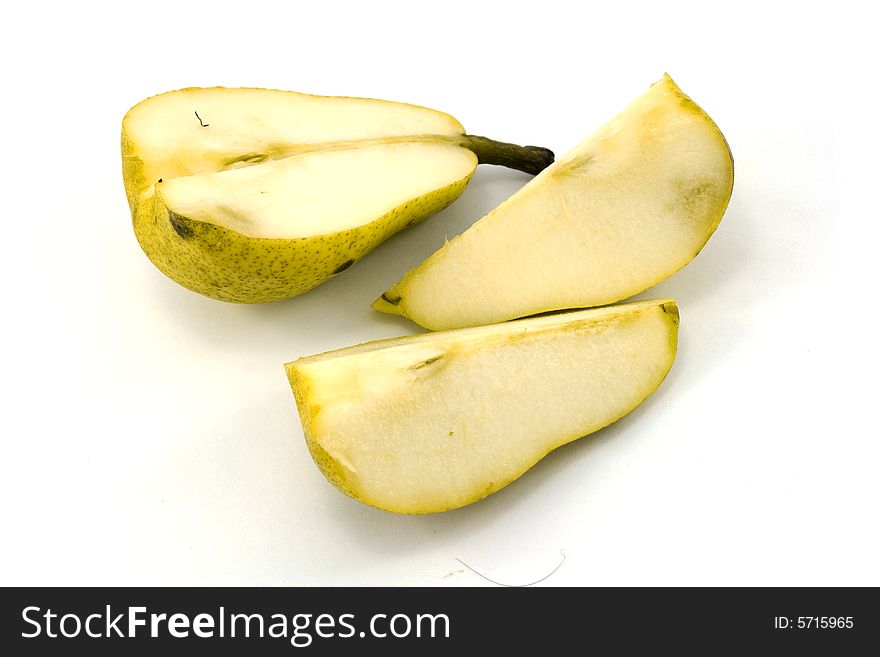 Cut pear isolated on white. Cut pear isolated on white