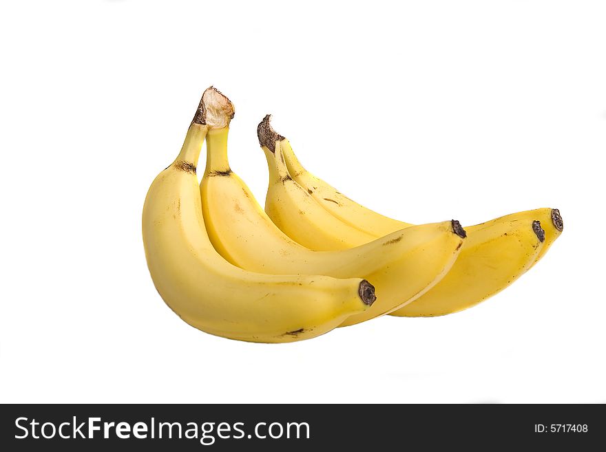 Fresh yellow bananas on a white background. Fresh yellow bananas on a white background