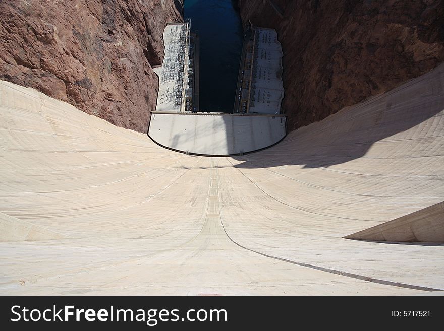 View from the top of the Hoover Dam looking down. View from the top of the Hoover Dam looking down