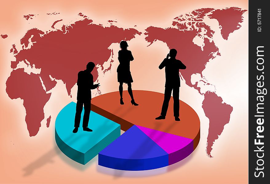Business team on a graphic as symbol of business in the world