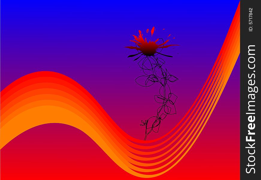 Beautiful abstract floral background with lines