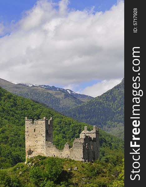 The ruined fortress in the Pyrenees