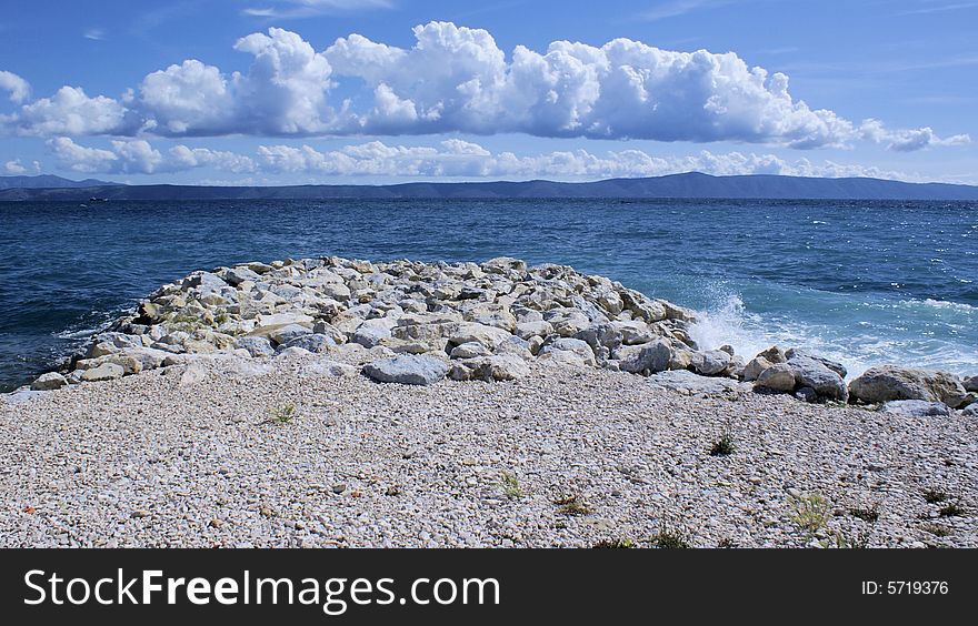 Stony seashore of the adriatic sea. Stony seashore of the adriatic sea