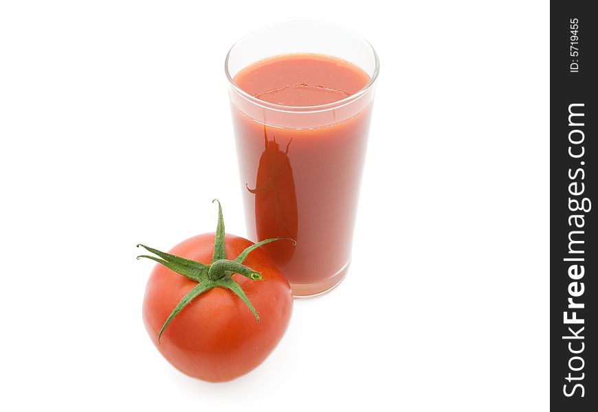 Tomatoes And Juice On A White Background