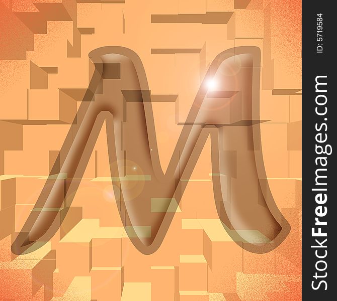 Computer generated illustration of the letter M. Computer generated illustration of the letter M