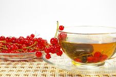 Red Currant And Tea In A Transparent Cup Royalty Free Stock Image