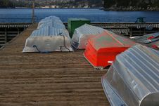 Wide Docked Orange Boat Stock Photo Wide Docked Orange Boat Stock Photo