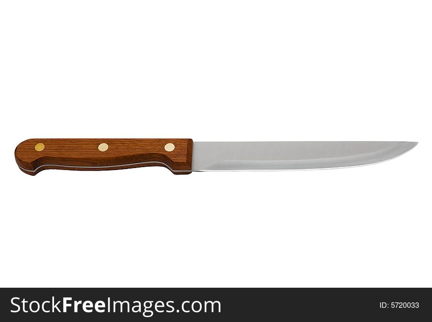 New kitchen knife on a white background