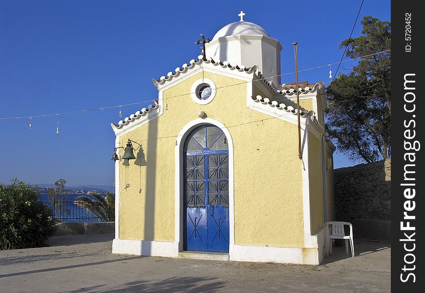 Typical Greek church on Spetses Island, Greece.