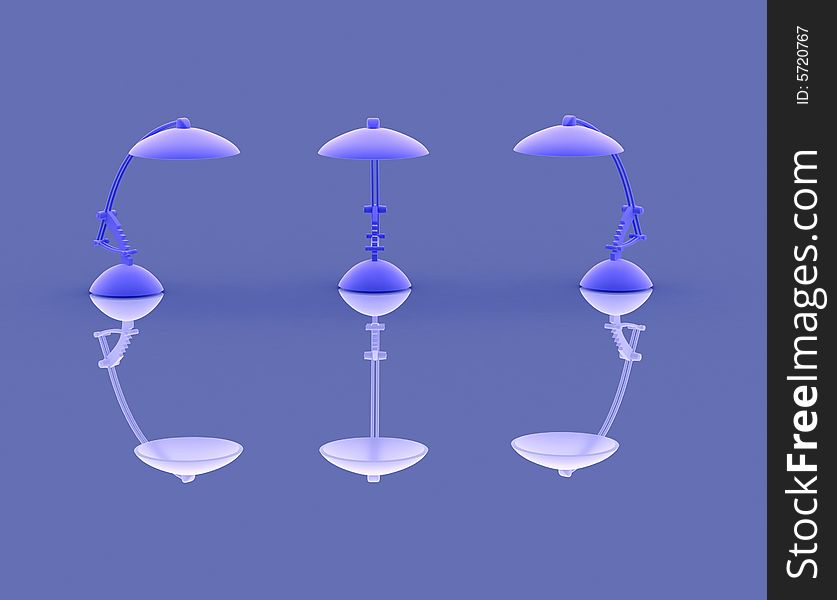 Abstract lamps on a dark blue background