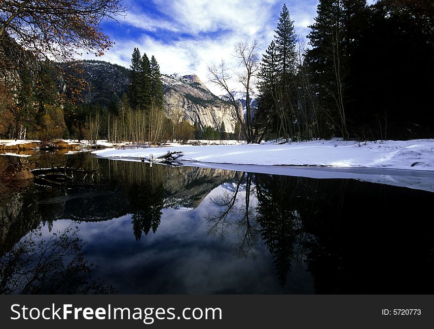 Winter in Yosmite National Park at the lake. Winter in Yosmite National Park at the lake