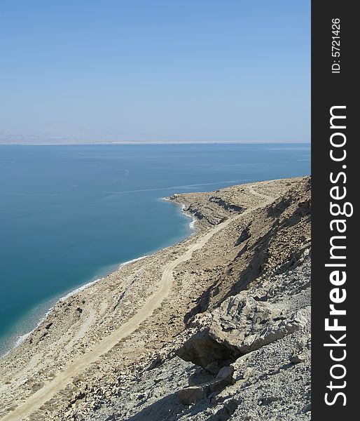 View of the Dead Sea, looking out from the Israeli side.