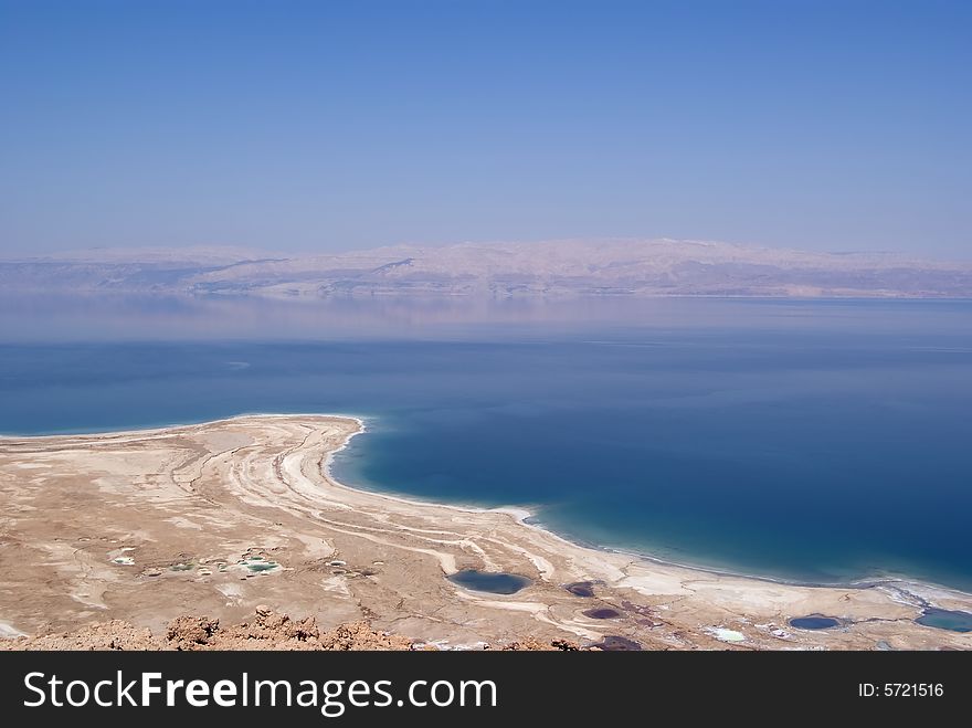 Serene view of the Dead Sea Jordan in the distance