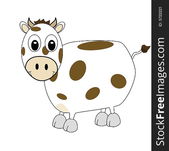 Cartoon illustration of spotted cow smiling. Cartoon illustration of spotted cow smiling
