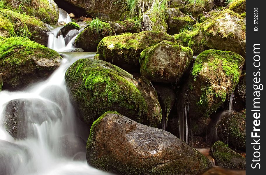 Small waterfall in mountain East Siberia. Small waterfall in mountain East Siberia