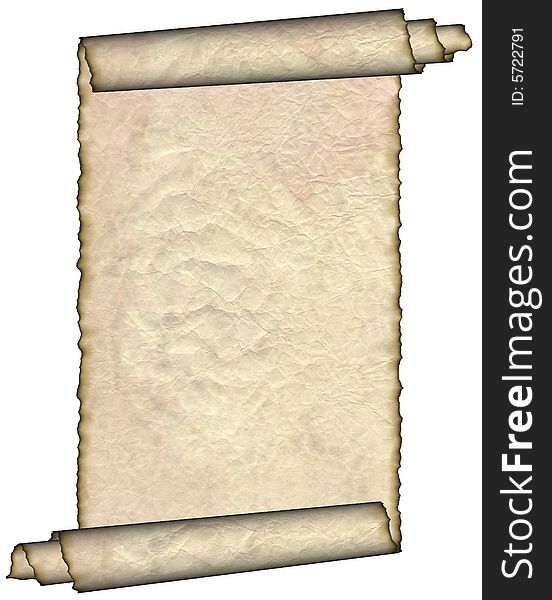 Vintage grunge rolled parchment illustration with ragged borders