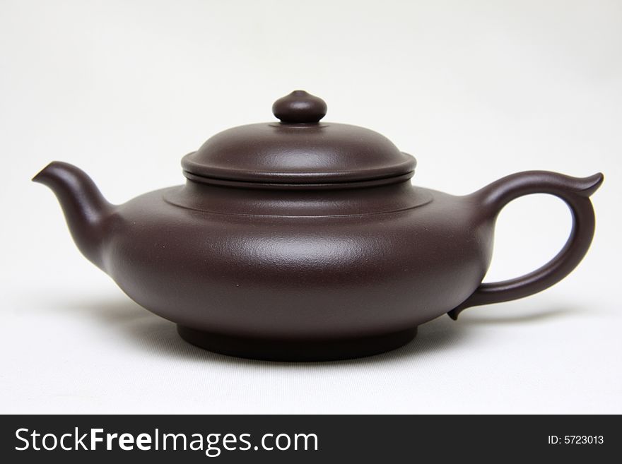 An teapot on white background,also called zisha teapot in China.