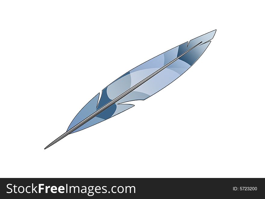 Illustration of the blue feather illustration isolated on white