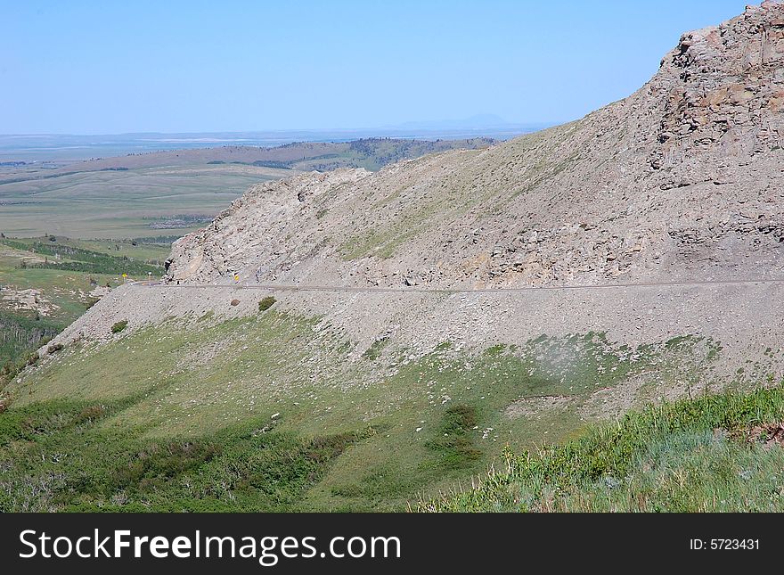 Cliff and highway