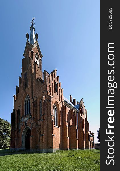 Catholic church on the background of blue sky