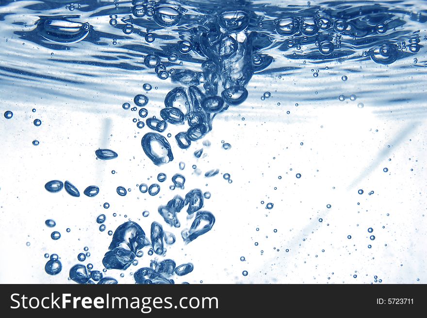Blue water with bubbles high resolution image