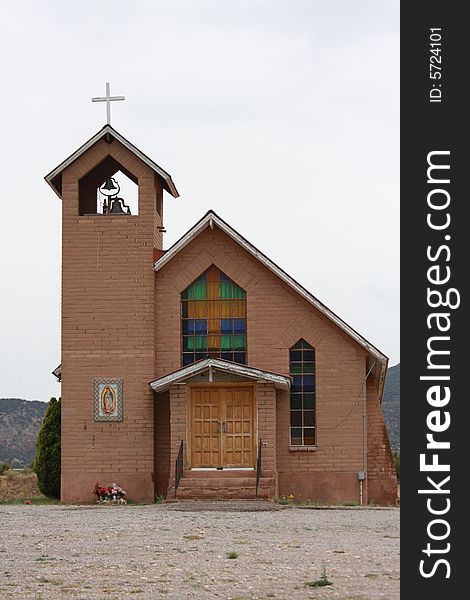 Church facing foward in isolated desert. Church facing foward in isolated desert
