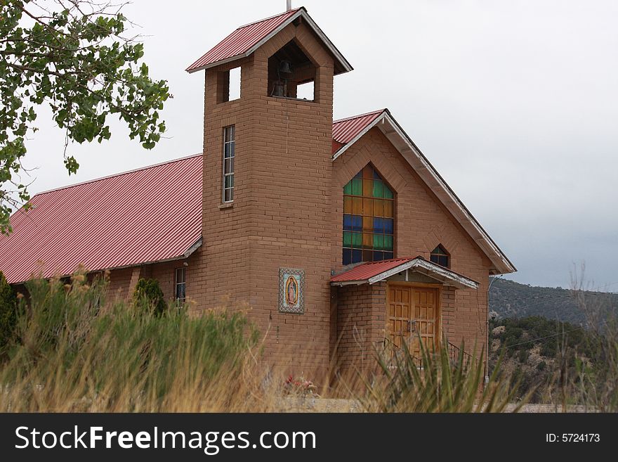 Brown church facing right