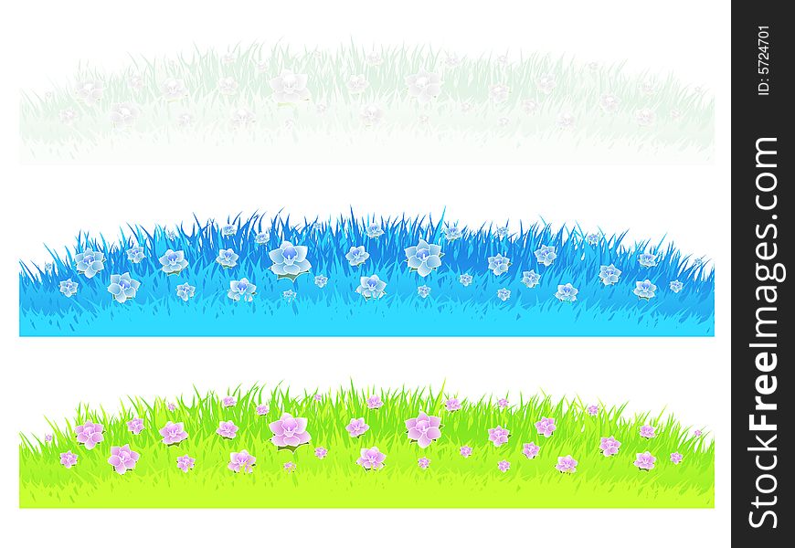 Grass with flowers design elements