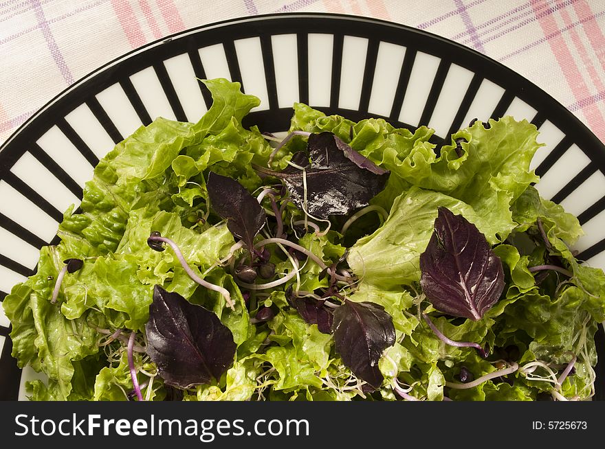 Fresh salad with violet mint