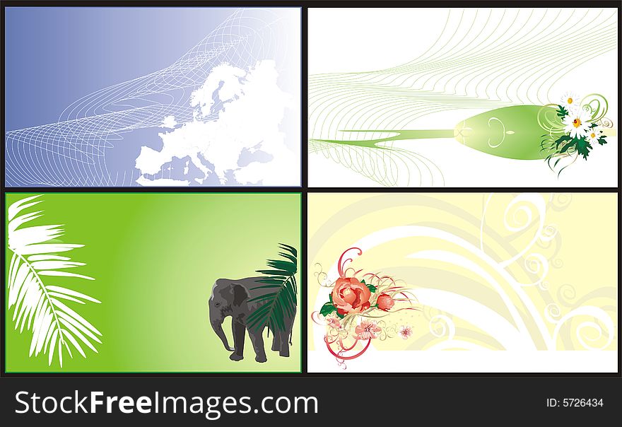 Business Cards. Abstract. Animals And Flowers