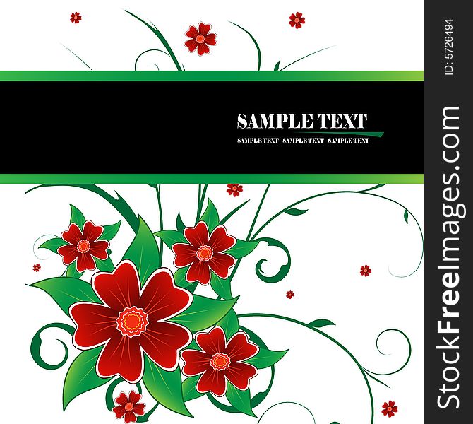 red and green floral banner vector